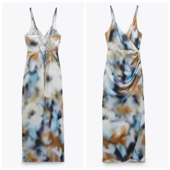Zara 7766/240 Tie Dye Print Ruched Body Slip Dress Zara 7766/240 Tie Dye Print Ruched Body Slip Dress
